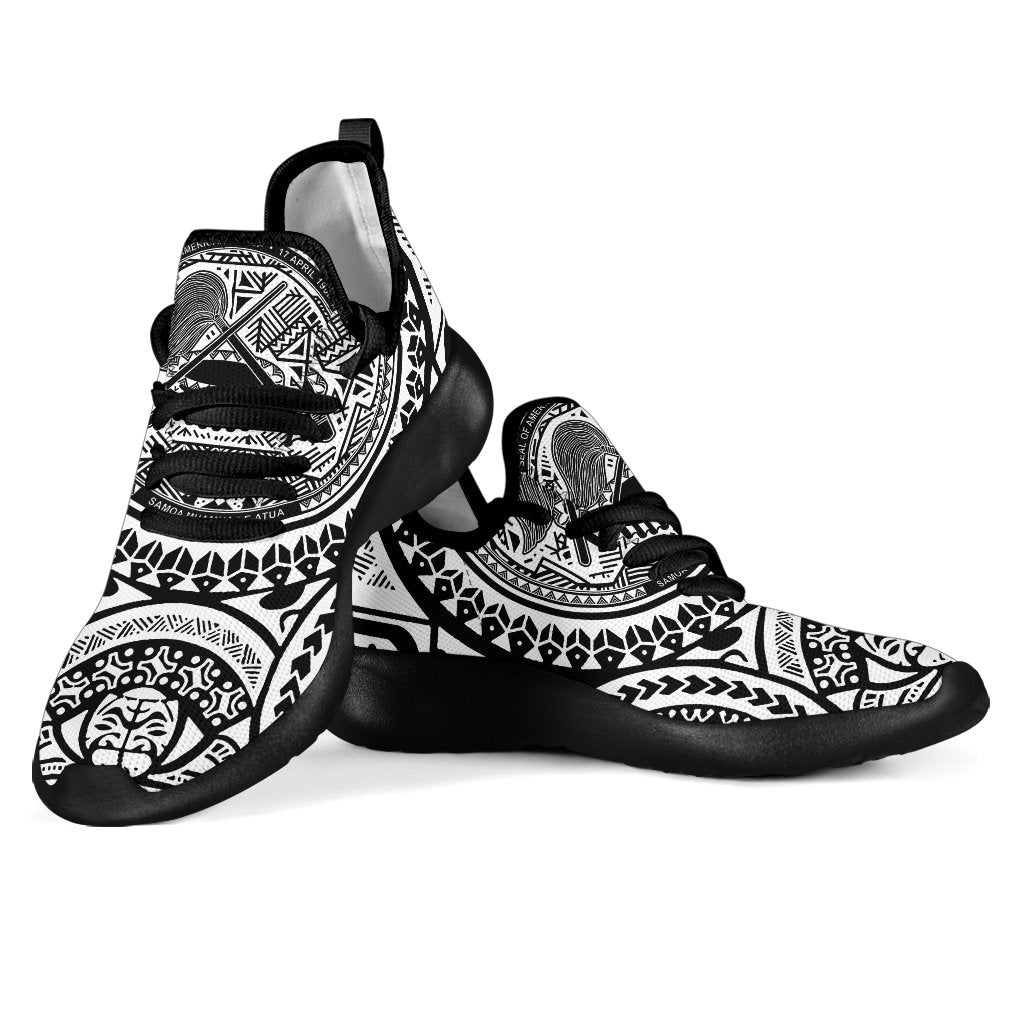 American Samoa Polynesian Tattoo Mesh Knit Sneakers White - Polynesian Pride