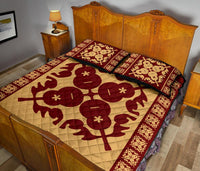 Hawaiian Quilt Pattern Guitar Flower Quilt Bed Set - Polynesian Pride