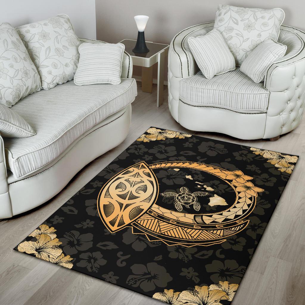 Hawaii Hibiscus Map Polynesian Area Rug - Polynesian Pride