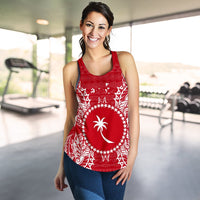 Chuuk Polynesian Women Tank Top Map Red White - Polynesian Pride