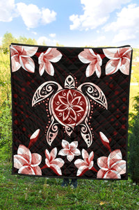 Hawaiian Reddie Turtle Plumeria Quilt - Polynesian Pride