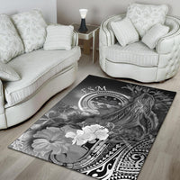 Federated States of Micronesia Area Rug - Humpback Whale with Tropical Flowers (White) - Polynesian Pride