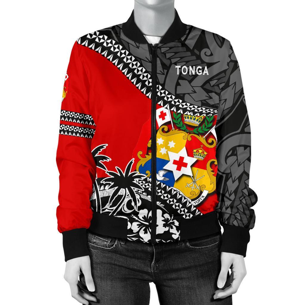Tonga Women'S Bomber Jacket Polynesian Style Fall In The Wave - Polynesian Pride