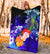 Cook Islands Custom Personalised Premium Blanket - Humpback Whale with Tropical Flowers (Blue) - Polynesian Pride