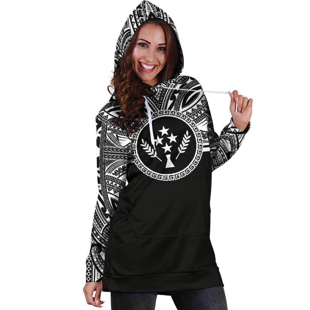 Kosrae Women Hoodie Dress - Kosrae Coat Of Arms Polynesian Black Color - Polynesian Pride