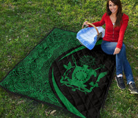 Cook Islands Coat Of Arms Polynesian Premium Quilt - Circle Style - 08 - Polynesian Pride