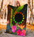 Cook Islands Polynesian Premium Blanket - Hibiscus and Banana Leaves - Polynesian Pride