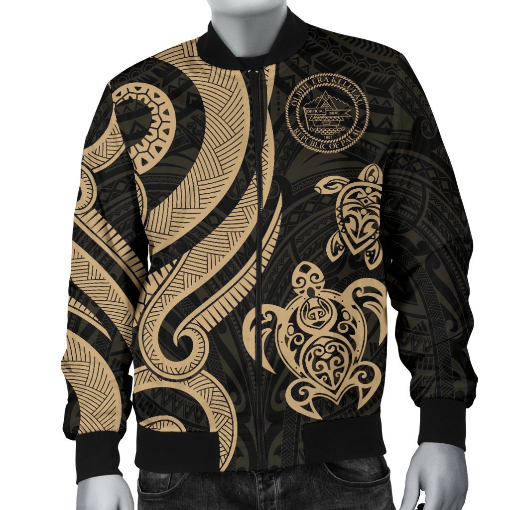 Palau Men's Bomber Jacket - Gold Tentacle Turtle - Polynesian Pride
