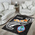 Guam Area Rug - Guam Seal Polynesian Patterns Plumeria (Black) - Polynesian Pride