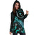 Chuuk Polynesian Hoodie Dress - Turtle With Blooming Hibiscus Turquoise - Polynesian Pride