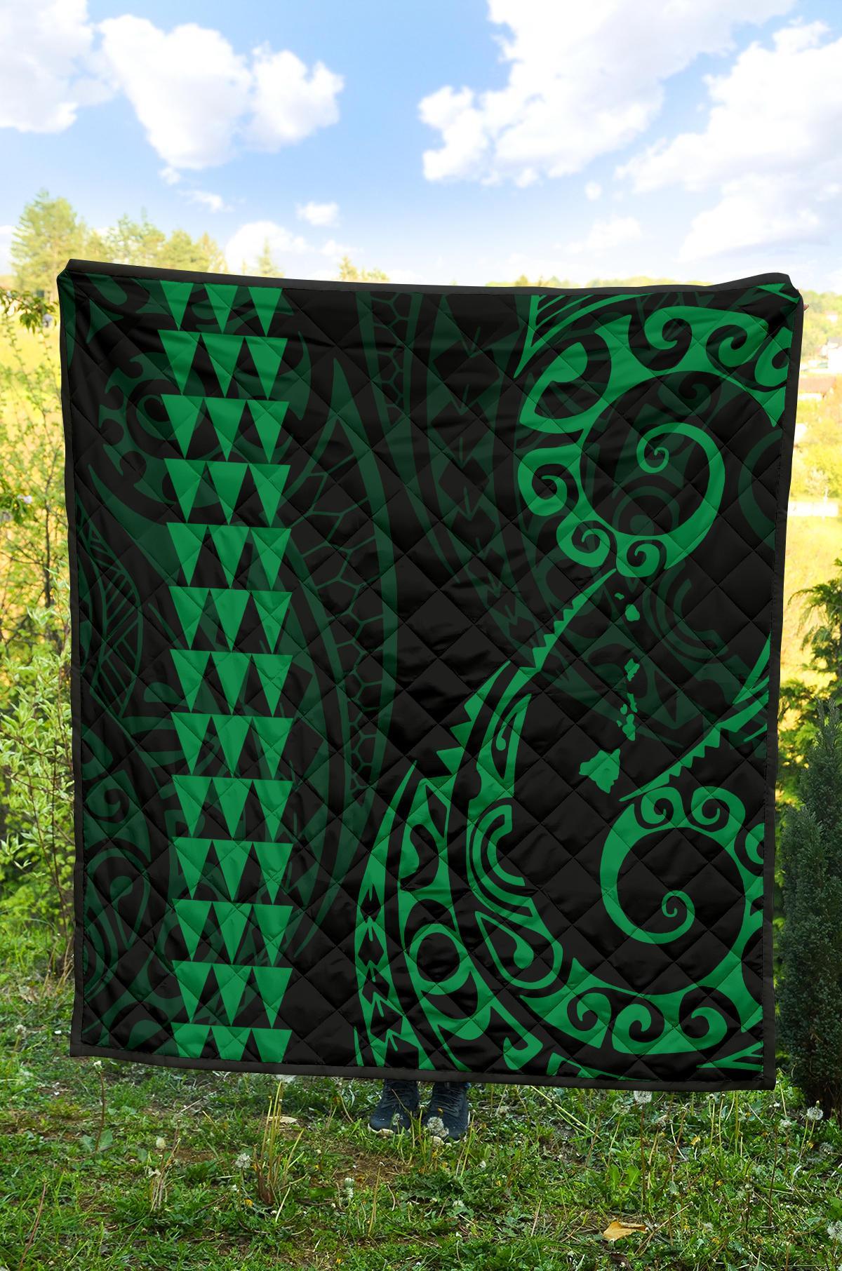 Hawaii Kakau Green Polynesian Premium Quilt - Polynesian Pride