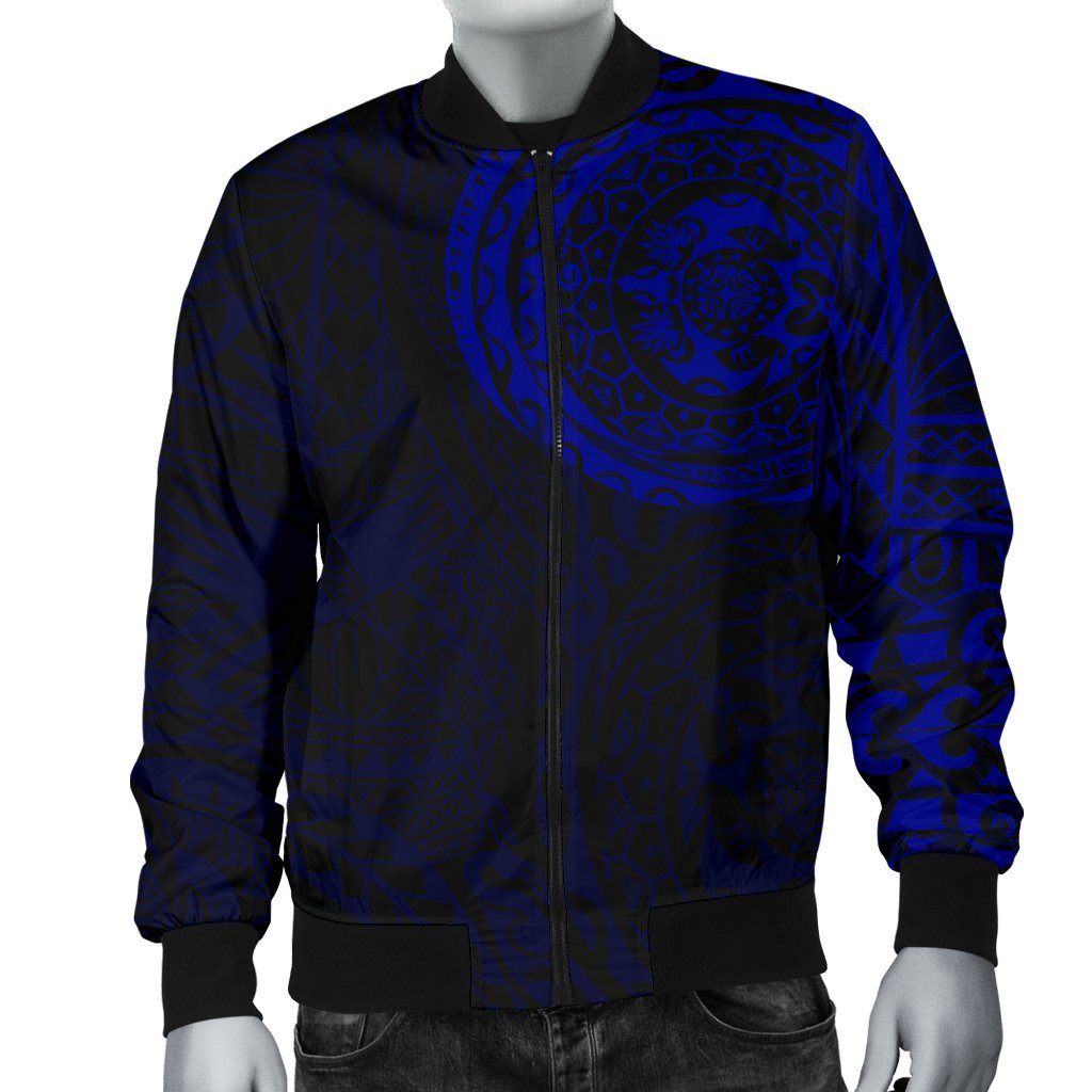 Polynesian Tattoo Style Men's Bomber Jacket Blue 2 - Polynesian Pride