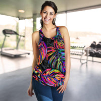 Palm Leaves Women's Racerback Tank - Neon Color - Polynesian Pride