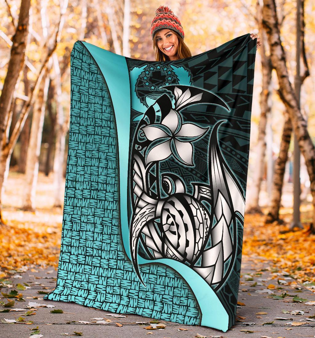 Pohnpei Micronesia Premium Blanket Turquoise - Turtle With Hook - Polynesian Pride