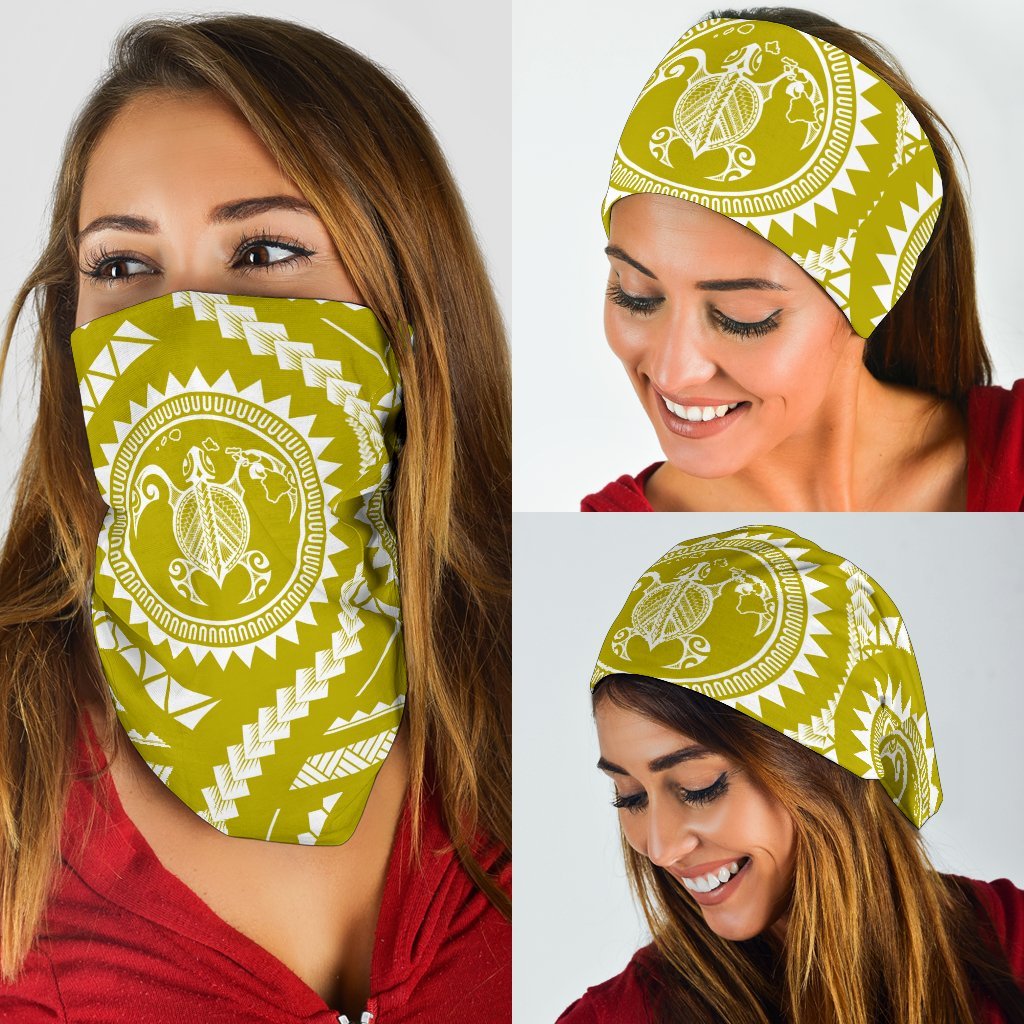 Hawaiian Turtle Map Yellow Bandana 3 - Pack One Size Yellow - Polynesian Pride