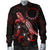 Cook Islands Polynesian Men's Bomber Jacket - Turtle With Blooming Hibiscus Red - Polynesian Pride