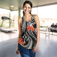 Kosrae Micronesian Women Racerback Tank - Black Plumeria - Polynesian Pride