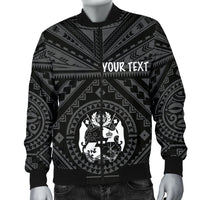Tonga Personalised Men's Bomber Jacket - Tonga Seal With Polynesian Tattoo Style (Black) - Polynesian Pride