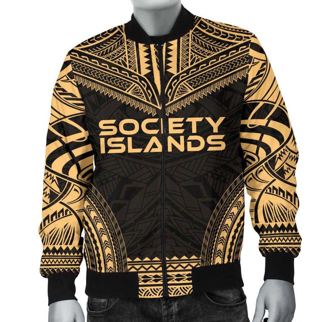 Society Islands Polynesian Chief Men's Bomber Jacket - Gold Version - Polynesian Pride