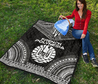 French Polynesia Premium Quilt - French Polynesia Polynesian Chief Black Version - Polynesian Pride