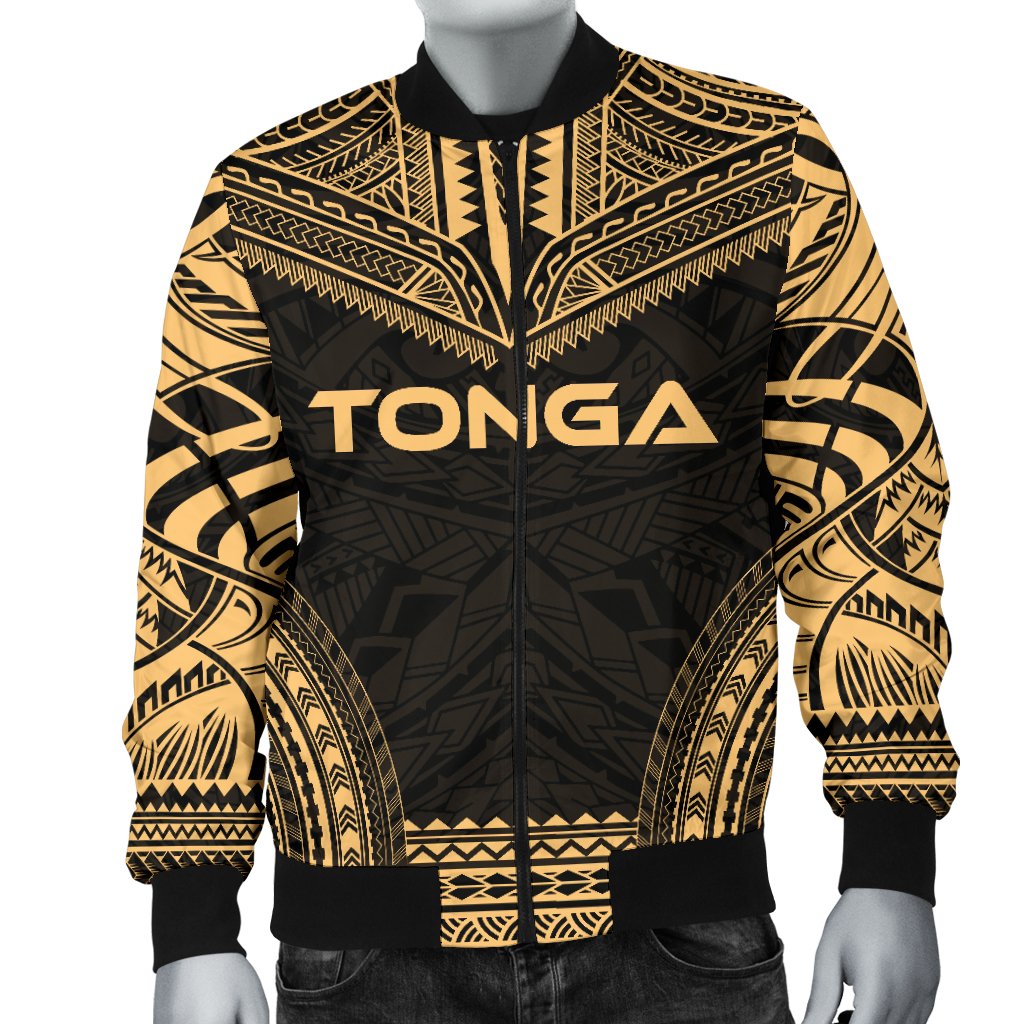 Tonga Polynesian Chief Men's Bomber Jacket - Gold Version - Polynesian Pride