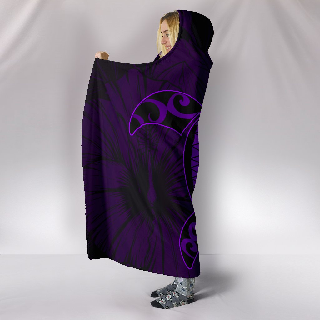 Hawaii Hibiscus Hooded Blanket - Harold Turtle - Purple - Polynesian Pride