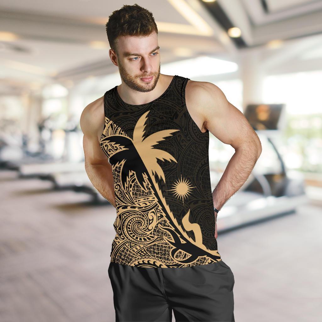 Marshall Islands Coconut Tree Men's Tank Top Gold K4 - Polynesian Pride