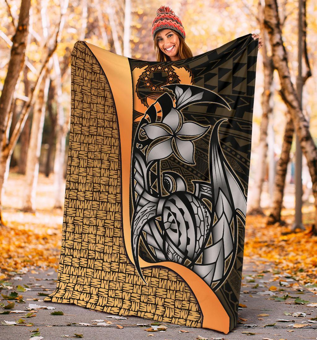 Pohnpei Micronesia Premium Blanket Gold - Turtle With Hook - Polynesian Pride