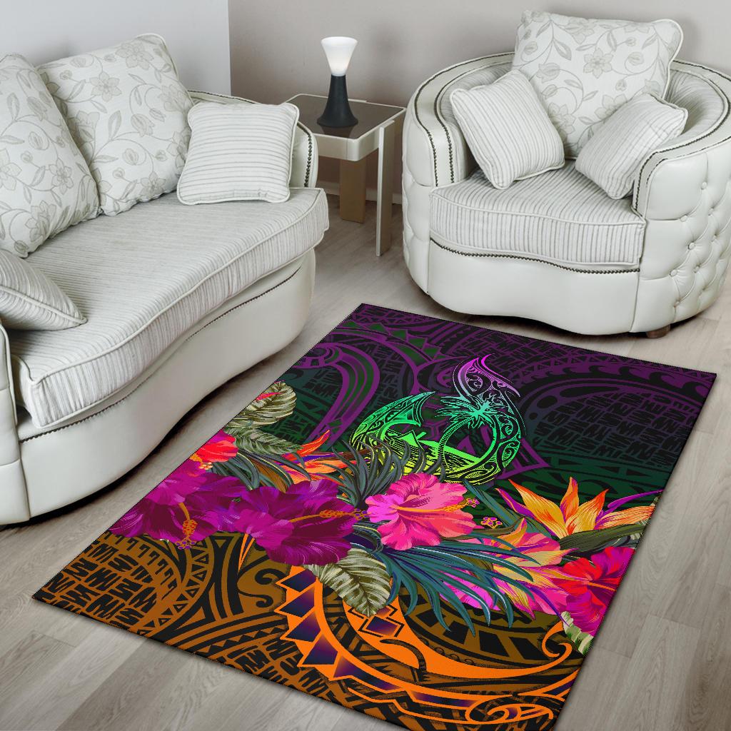 Guam Polynesian Area Rug - Summer Hibiscus - Polynesian Pride