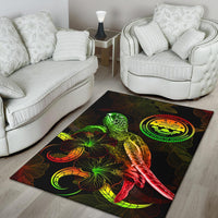 Federated States of Micronesia Polynesian Area Rugs - Turtle With Blooming Hibiscus Reggae - Polynesian Pride