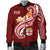 Fiji Men's Bomber Jacket - Fiji Seal Polynesian Patterns Plumeria (Red) - Polynesian Pride