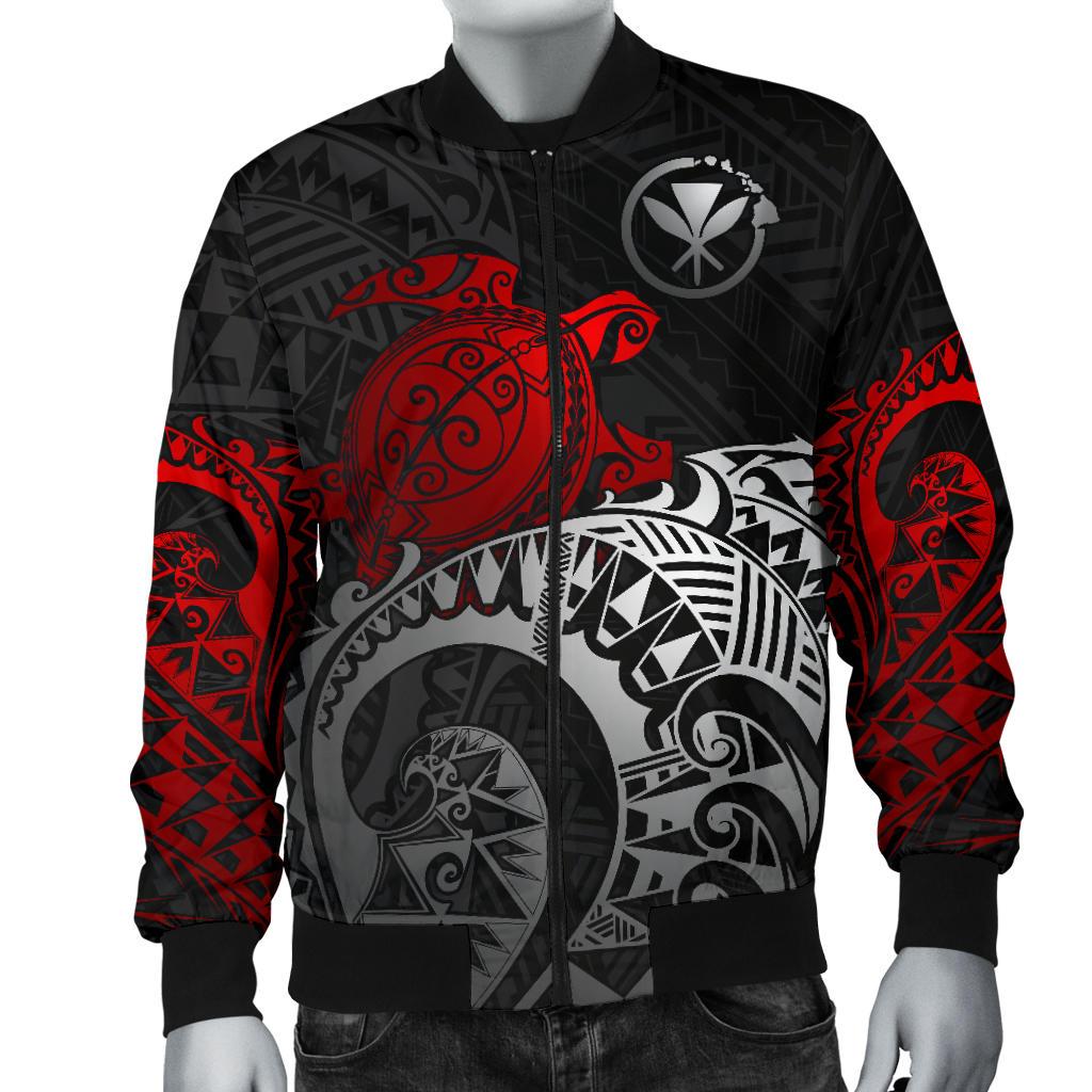 Polynesian Hawaii Bomber Jacket (Men) - Polynesian Turtle (Red) - Polynesian Pride