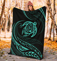 Hawaii Turtle Premium Blanket - Green - Frida Style - Polynesian Pride