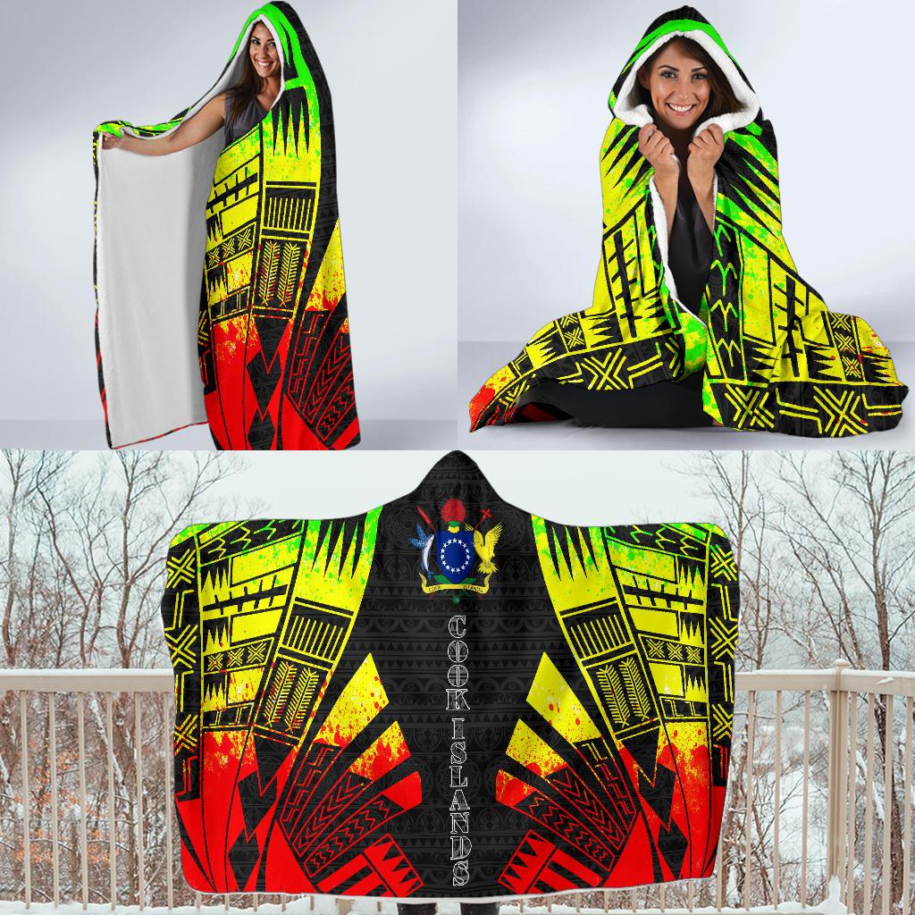 Cook Islands Hooded Blanket - Polynesian Tattoo Reggae - Polynesian Pride