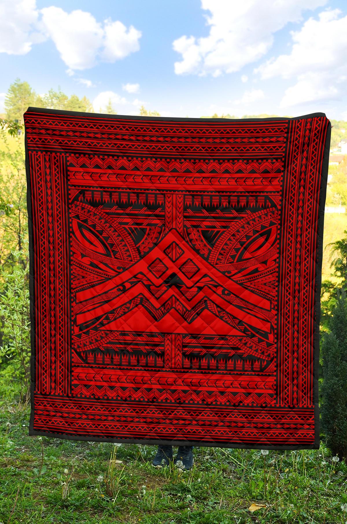 Hawaii Polynesian Mauna Kea Premium Quilt Red - Polynesian Pride