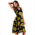 Polynesian Midi Dress - Black Gold Hibiscus - Polynesian Pride