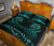 Aotearoa Quilt Bed Set Turquoise Maori Manaia With Silver Fern - Polynesian Pride