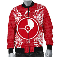 Yap Polynesian Men's Bomber Jacket Map Red White - Polynesian Pride