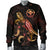 Hawaii Polynesian Men's Bomber Jacket - Turtle With Blooming Hibiscus Gold - Polynesian Pride