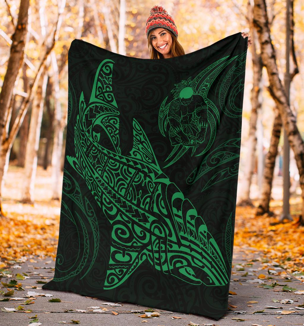 Shark Polynesian Blanket - Polynesian Tattoo Green - Polynesian Pride