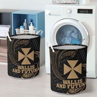 Wallis and Futuna Polynesian Laundry Basket - Gold Tribal Wave - Polynesian Pride