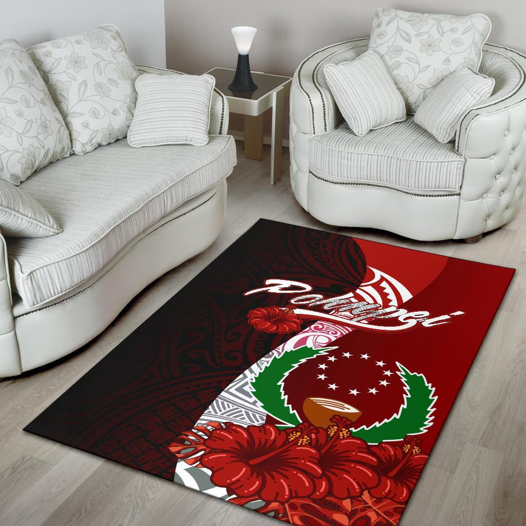 Pohnpei Micronesia Area Rug - Coat Of Arm With Hibiscus - Polynesian Pride
