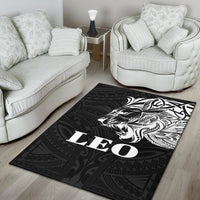 Sun In Leo Zodiac Area Rug Polynesian Tattoo Simple - White - Polynesian Pride
