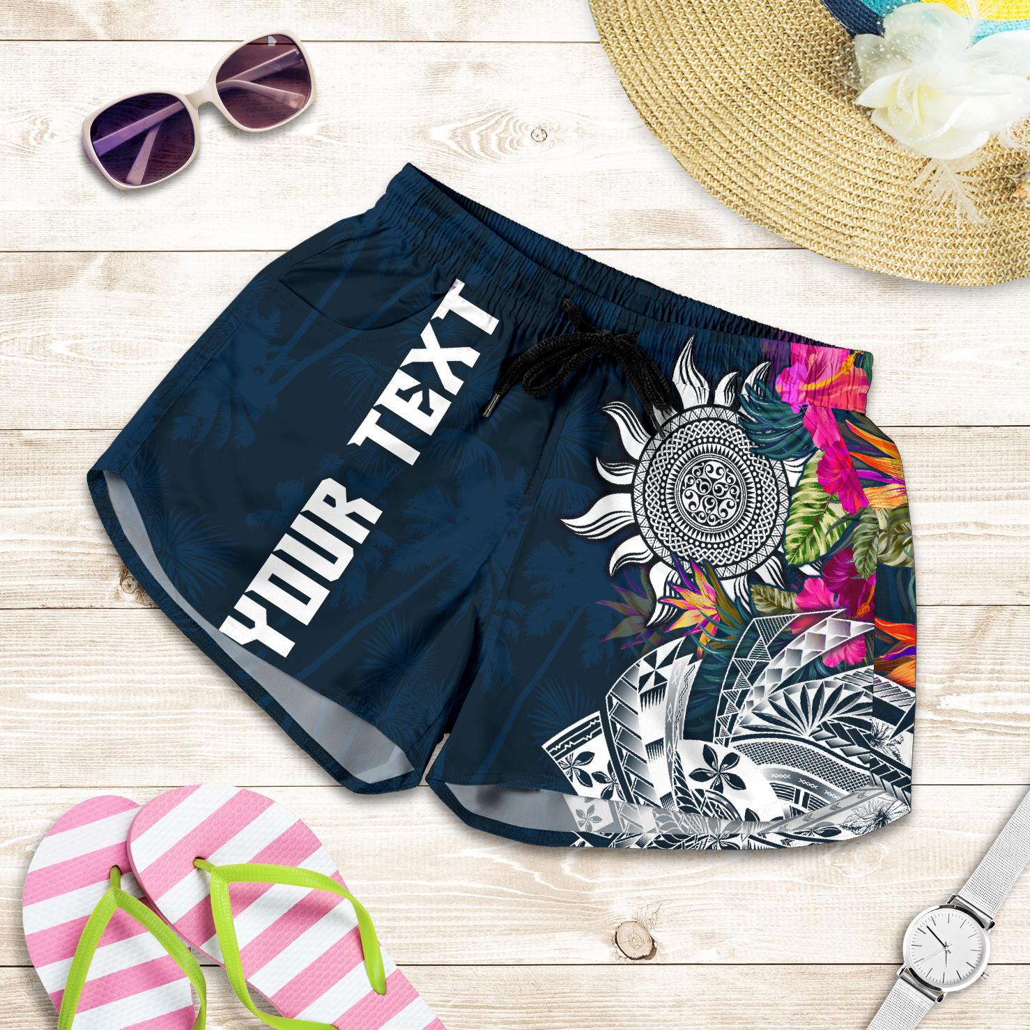 Polynesian Custom Personalised Women's Shorts - Summer Vibes Women Blue - Polynesian Pride