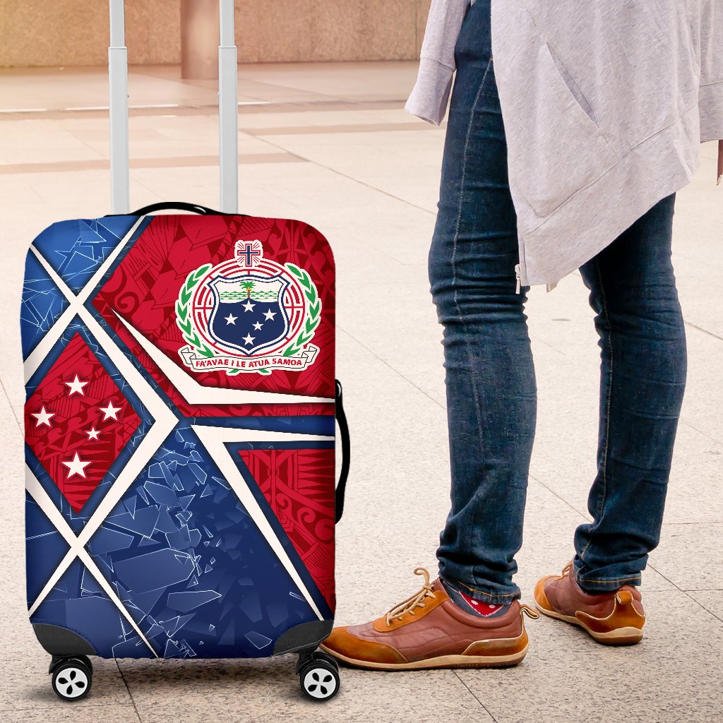 Samoa Luggage Cover - Samoa Flag with Polynesian Patterns - Polynesian Pride