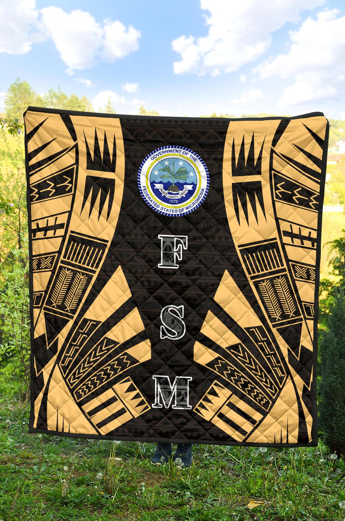 Federated States Of Micronesia Premium Quilt - Federated States Of Micronesia Seal Polynesian Gold Tattoo - Polynesian Pride