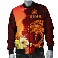 Samoa Men's Bomber Jacket - Tribal Tuna Fish Orange - Polynesian Pride