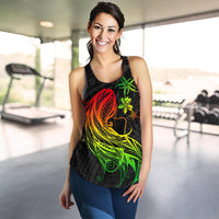 Polynesian Hawaii Women Racerback Tank - Kanaka Maoli Girl Hair Plumeria - Polynesian Pride