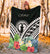 CNMI Premium Blanket - CNMI Coat of Arms & Polynesian Tropical Flowers White - Polynesian Pride