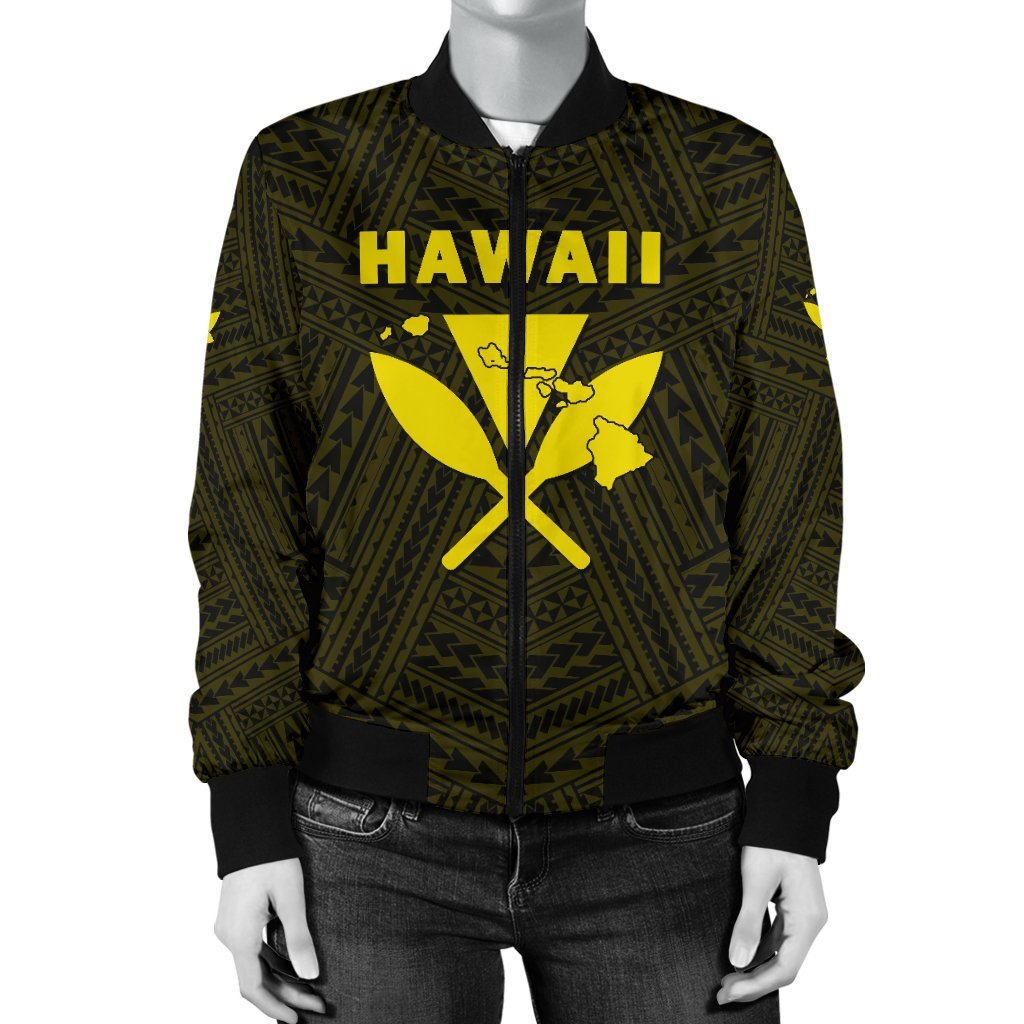 Hawaii Kanaka Polynesian Women's Bomber Jacket Yellow - Polynesian Pride